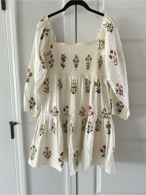 Sachin + Babi Cream Floral Smocked Midi Dress
